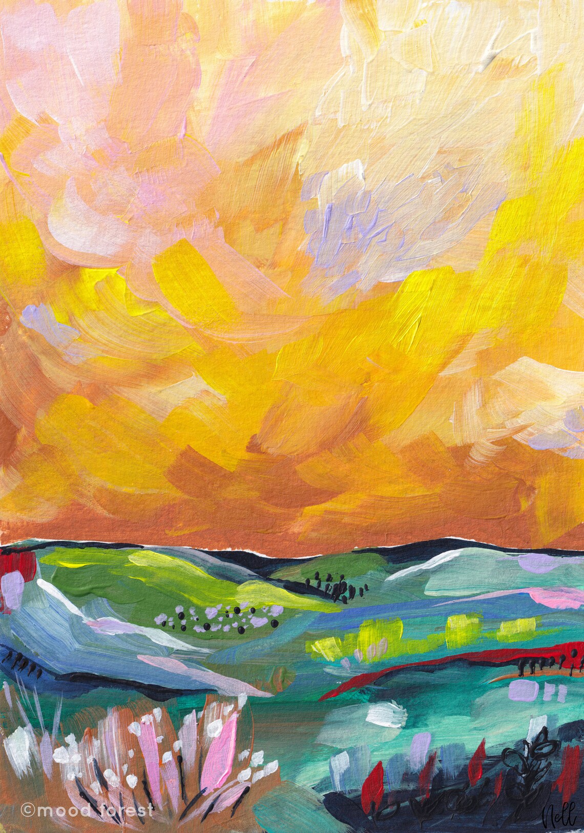 Moody Landscape Art Printable DIGITAL PRINT Whimsical Art Etsy