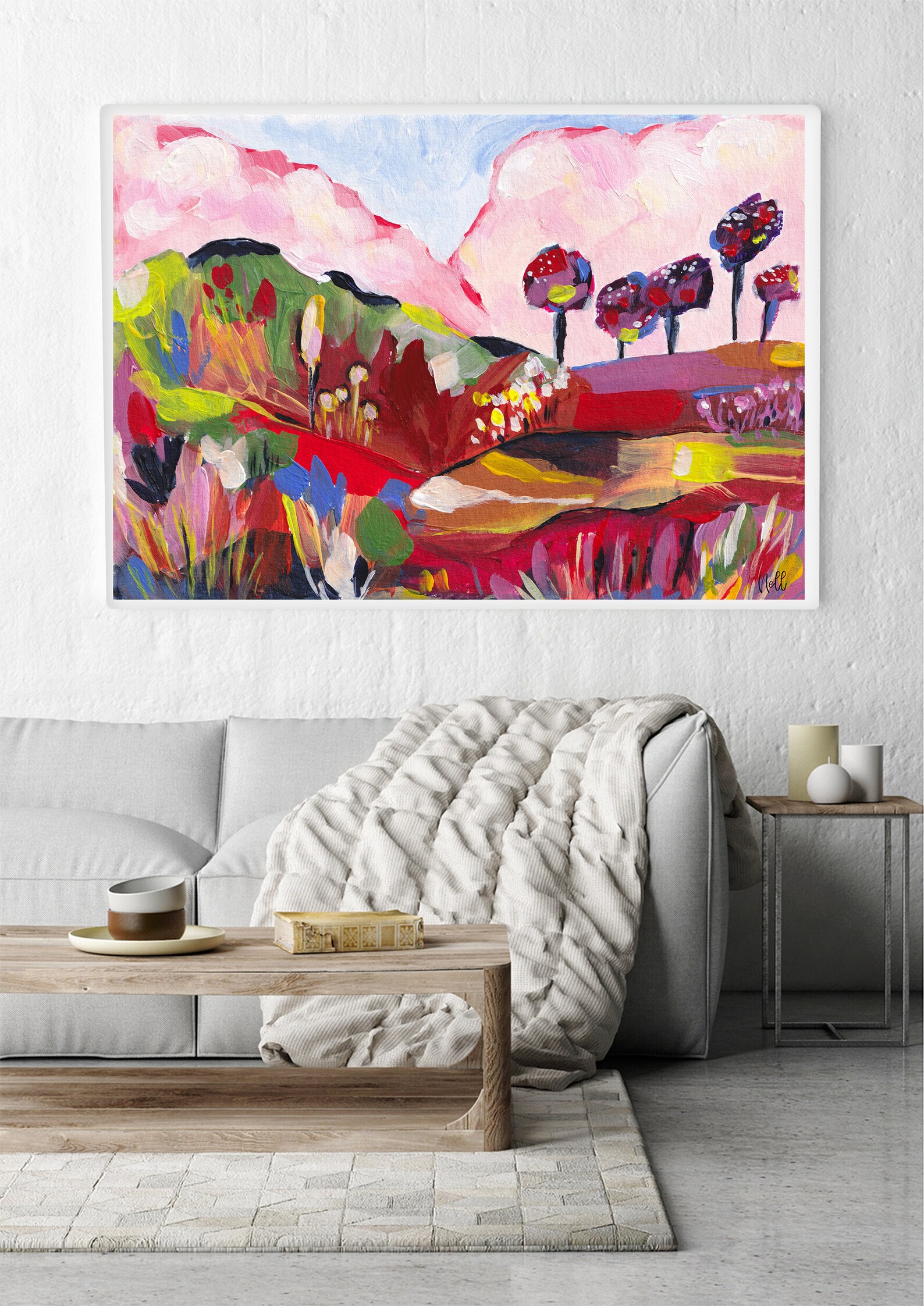 Dreamy Pink Abstract Landscape DIGITAL PRINT Printable Art Etsy