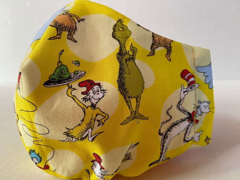 Dr. Seuss Face Mask Cat in Hat Face Mask Lorax Mask Grinch  Etsy