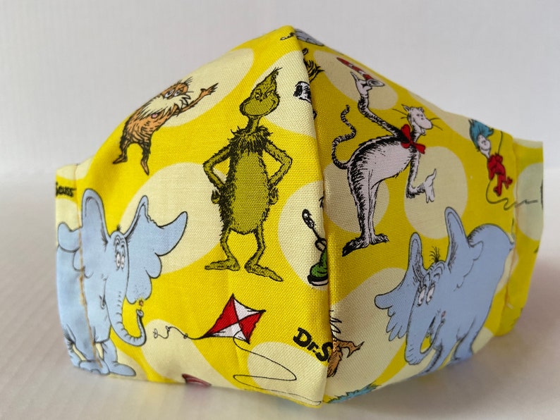 Dr. Seuss Face Mask Cat in Hat Face Mask Lorax Mask Grinch Etsy