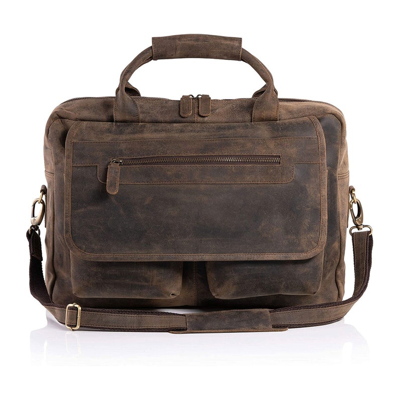 Buffalo Leather Briefcase 16 Inch Laptop Messenger Bag Office Etsy