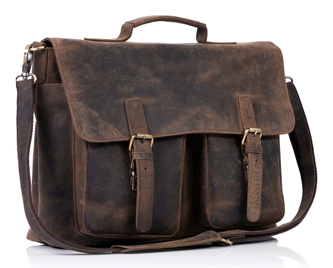 Leather Briefcases 18 Inch Laptop Messenger Bags for Men and - Etsy