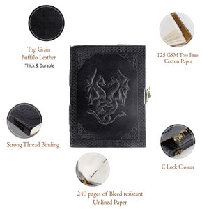 Handmade Leather Double Dragon Journal/Writing Notebook Diary/Bound Daily Notepad For Men & Women