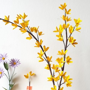 KIT 2 rami di FORSYTHIA in carta nepalese gialla e giallo girasole da realizzare per la decorazione di interni hobby creativi