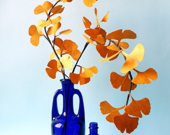 DIY KIT 2 GINKGO branches in Nepal yellow sunflower paper interior decoration creative leisure collage decoupage for adults
