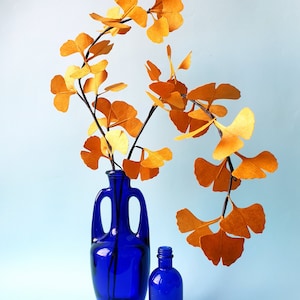 KIT FAI DA TE 2 rami di GINKGO in carta girasole giallo Nepal decorazione interni hobby creativi taglio collage per adulti