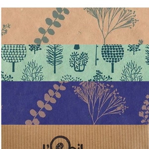 ASSORTIMENT de 12 carrés de papiers népalais à motifs botanique et forêt vert bleu et rose  pour loisirs créatifs origami collage reliure