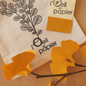 DIY KIT 2 Zweige von GINKGO in Nepal, gelbes Sonnenblumenpapier, Innendekoration, kreative Hobbys, Collagenschneiden für Erwachsene Bild 8