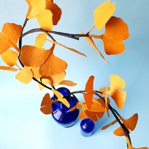 DIY KIT 2 Zweige von GINKGO in Nepal, gelbes Sonnenblumenpapier, Innendekoration, kreative Hobbys, Collagenschneiden für Erwachsene Bild 9