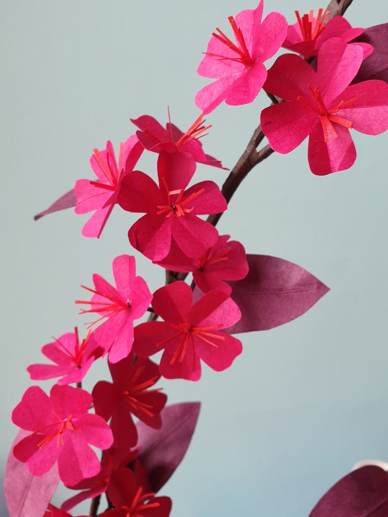 KIT CHERRY TREE branches in Nepal paper fuchsia red and plum to make for interior decoration creative hobbies paper flowers image 8