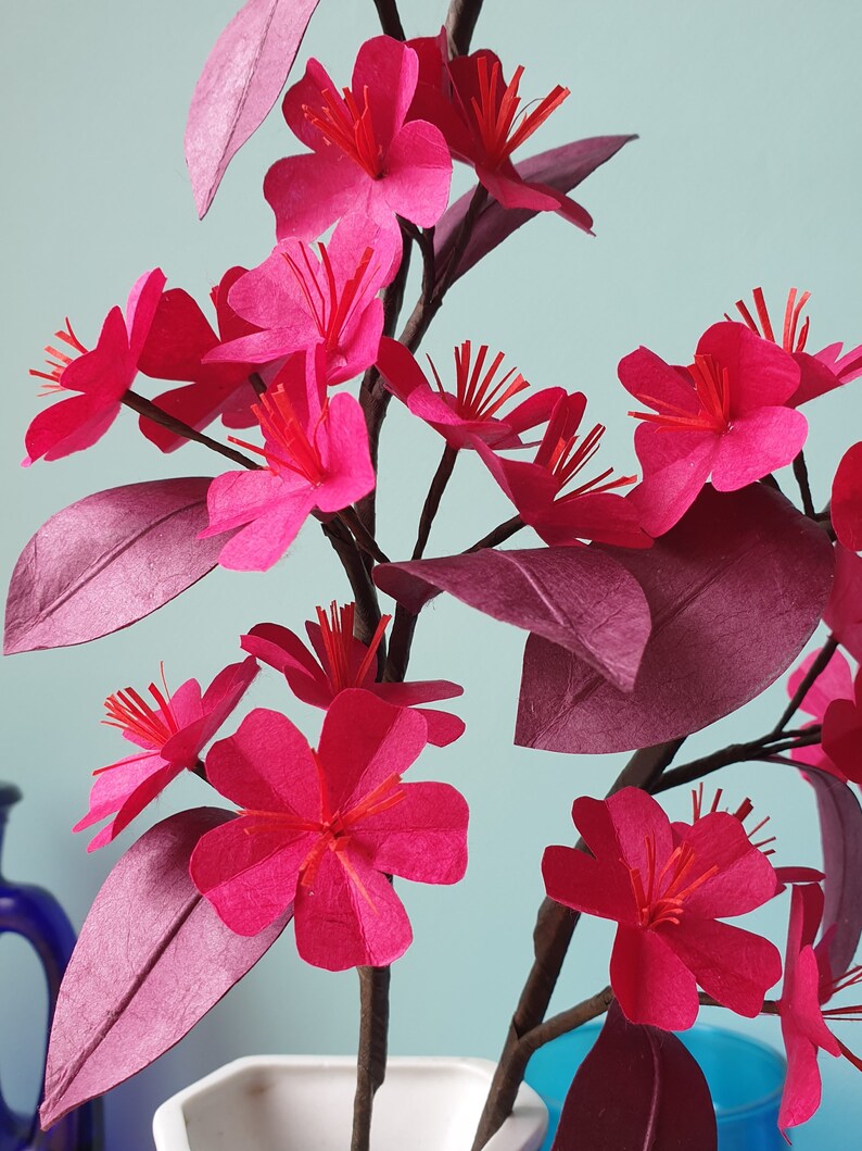 KIT CHERRY TREE branches in Nepal paper fuchsia red and plum to make for interior decoration creative hobbies paper flowers image 7