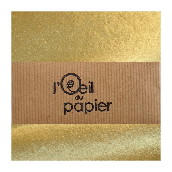 FEUILLE ou PAQUET de 10  carrés de papier népalais OR pour loisirs créatifs, origami, collage, découpage, scrapbooking, créations de Noël