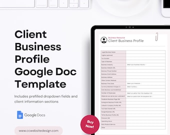Editable Client Profile Template: Google Docs Business Intake Form (Digital)