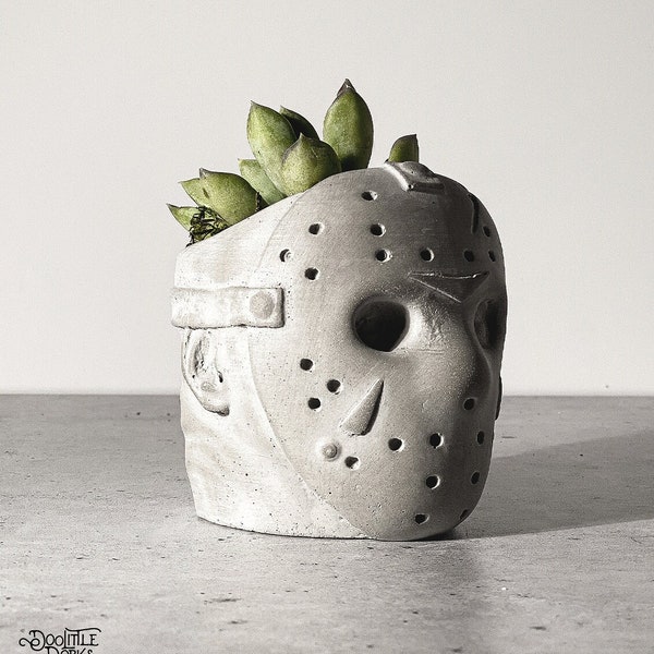 Jason Slasher Concrete Planter – Halloween Christmas Gift Desk Decor