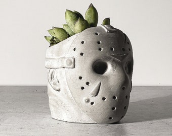 Maceta de hormigón de Jason Slasher: decoración de escritorio para Halloween y Navidad
