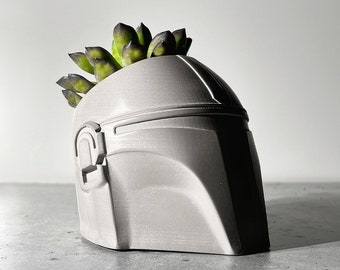 Mando Concrete Planter -  Desk Planter | Halloween Succulent