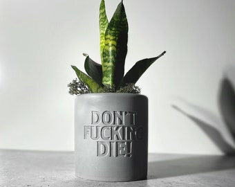 Please Don't Die Planter - Concrete Planter