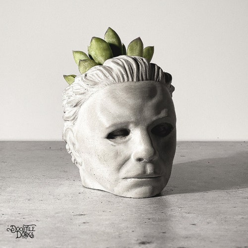 Michael Halloween Concrete Planter SMALL - Desk Planter