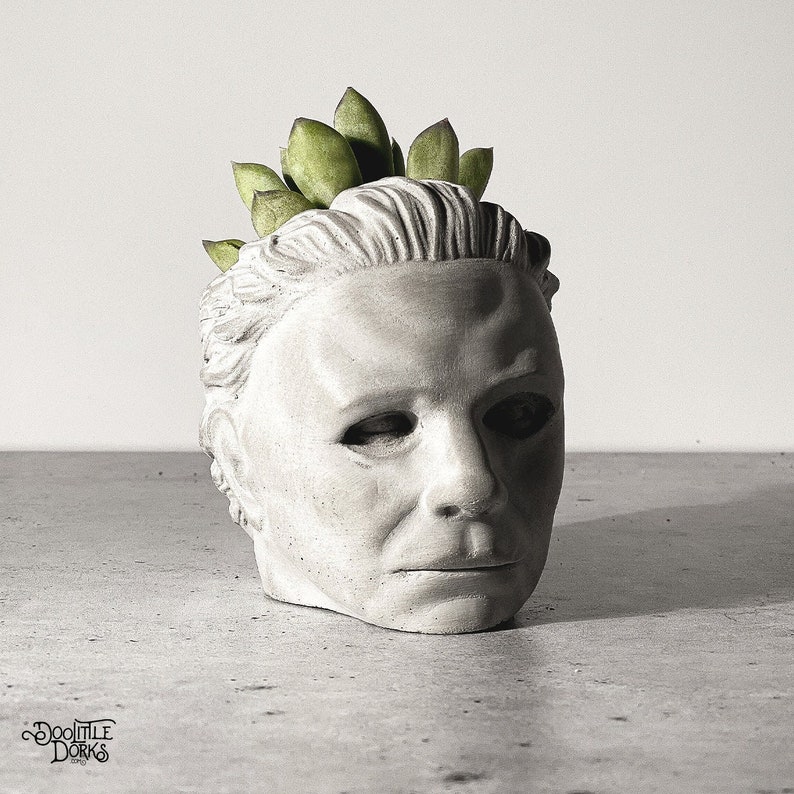 Michael Halloween Concrete Planter SMALL Desk Planter image 1