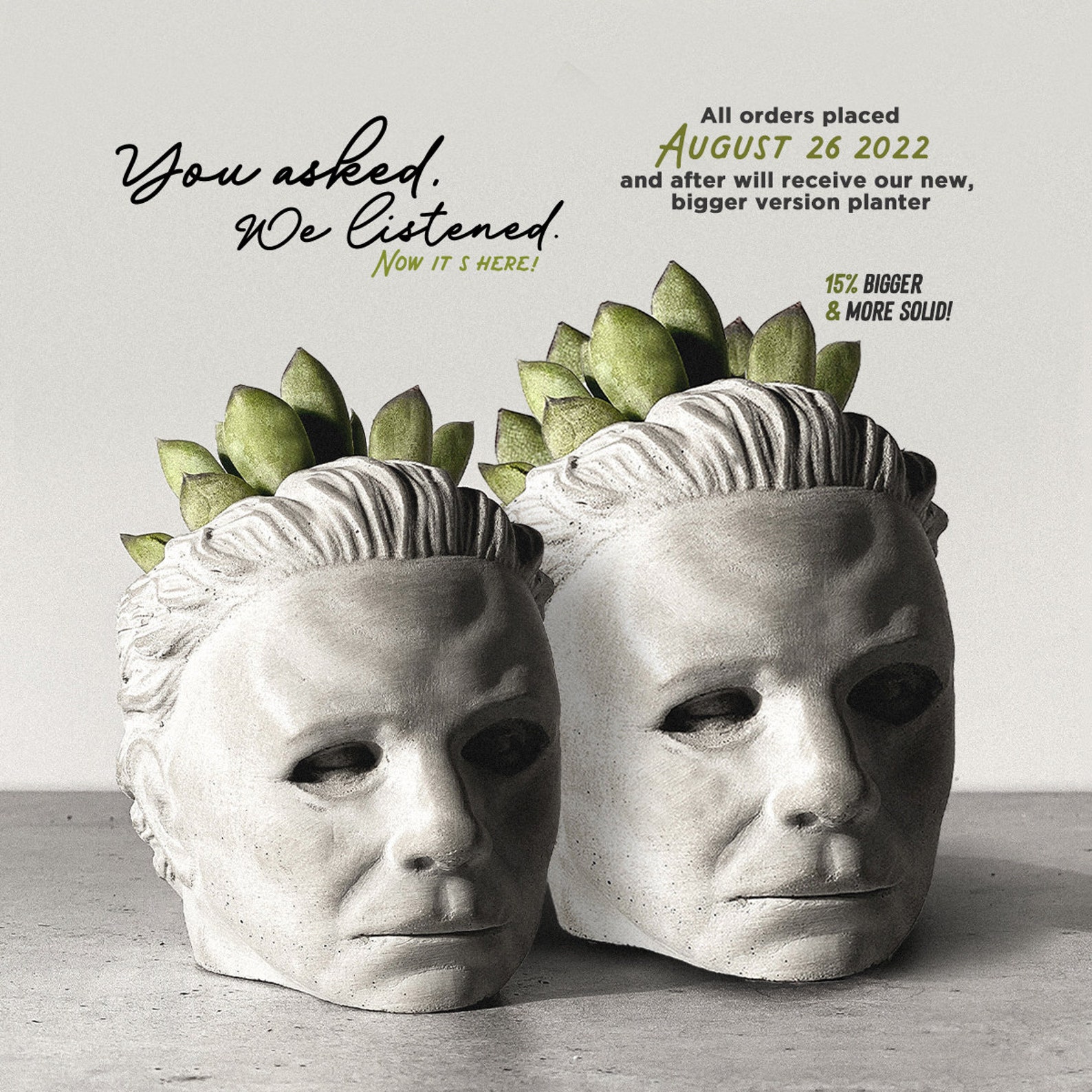 Michael Myers Concrete Planter Mini Halloween Planter Etsy