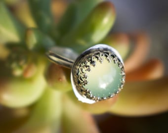Chrysoprase Ring in Silver