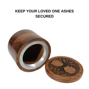 Wooden Urn for Human Ashes Round Shape-Beautiful Tree of Life Engraved-Wooden Urns Handcrafted Funeral Cremation Urn for Ashes Rosewood image 7