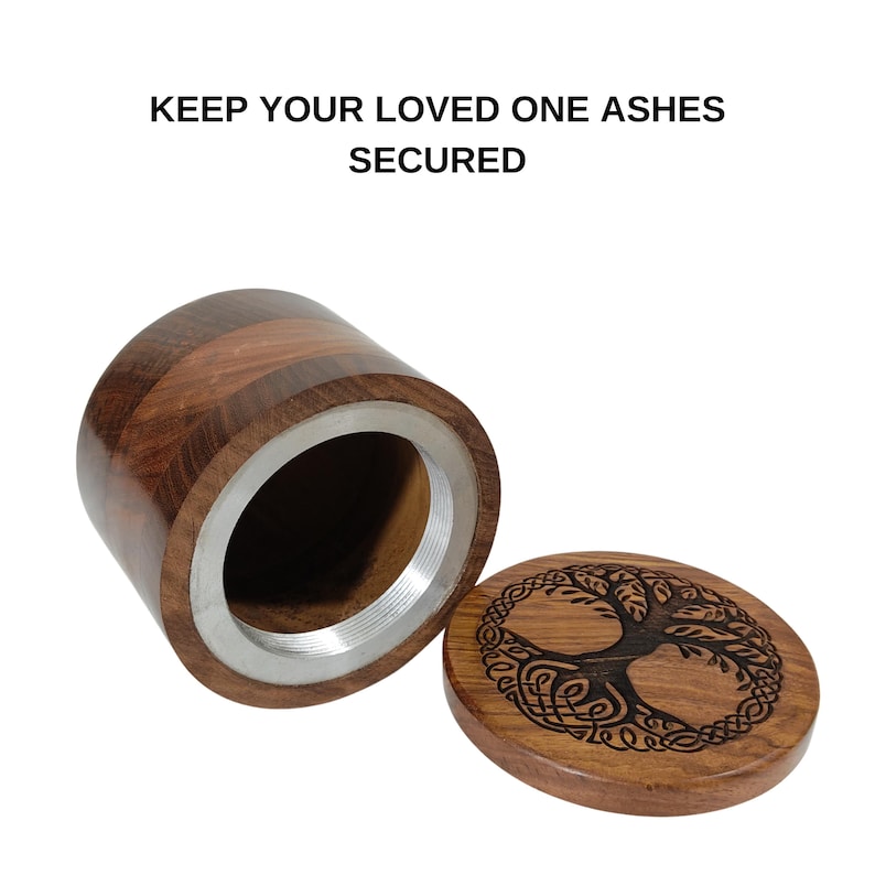 Wooden Urn for Human Ashes Round Shape-Beautiful Tree of Life Engraved-Wooden Urns Handcrafted Funeral Cremation Urn for Ashes Rosewood image 7