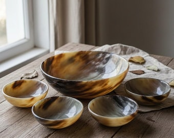 Handcrafted Horn Bowl Set: Viking, Medieval Feast Bowls