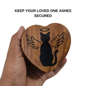 Wooden Heart Shape Engraved Keepsake Urn–Cremation Urn for Pet Ashes Dog-Cat Ashes Handmade Urn for Pets Ashes Wooden urn for Furry Friend