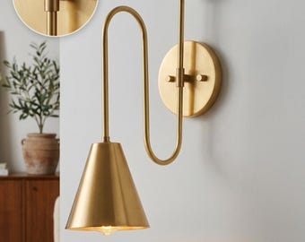 1950er Mid Century italienische Messing Diabolo Wandleuchte, Lampe mit Rohmessing Oberfläche