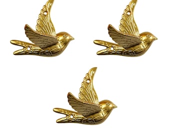 Set of 3 Cast Iron Bird Coat Hooks: Rustic Wall Decor