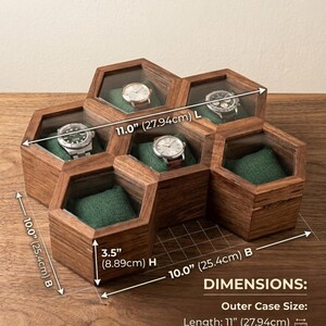Rosewood Honeycomb Watch Display Case, Handmade Timepiece Storage Box image 15