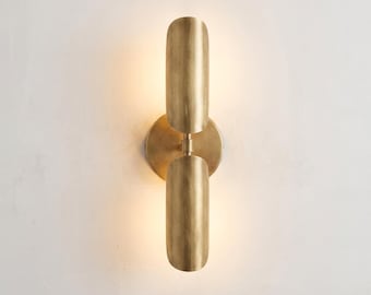 Applique Diabolo Mid-Century en Laiton, Italie, Lampe Finition Laiton Brut