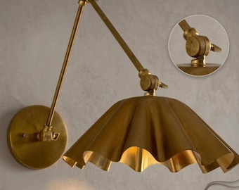 1950's Mid Century Italian Brass Diabolo Sconce, Raw Brass Finish Lamp