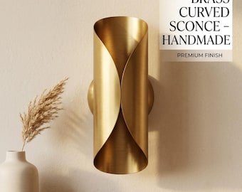 1950's Mid Century Italian Brass Diabolo Sconce, Raw Brass Finish Lamp