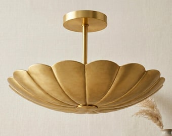 Six Light Disk Sputnik Chandelier Ceiling Lighting Fixture Flower Motif