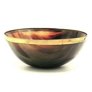 Shaving,Serving & Decorative Bowl with Brass Rim, Hand Crafted Natural Yak Horn Shaving Soap Bowl | Serving Bowl |Decorative Bowl