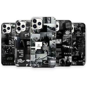 Black Collage Phone Case Dark Aesthetic Cover for iPhone 15 Pro, 14 Pro Max, 13, 12 & Samsung S23 Ultra, S22, S21 FE, A14 Pixel 8 Pro, 7a, 6