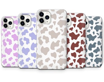 Cow Print Phone Case Pastel Colour Pattern Cover for iPhone 15 Pro, 14 Pro Max, 13, 12 & Samsung S23 Ultra, S22, S21, A14, Pixel 8 Pro, 7, 6