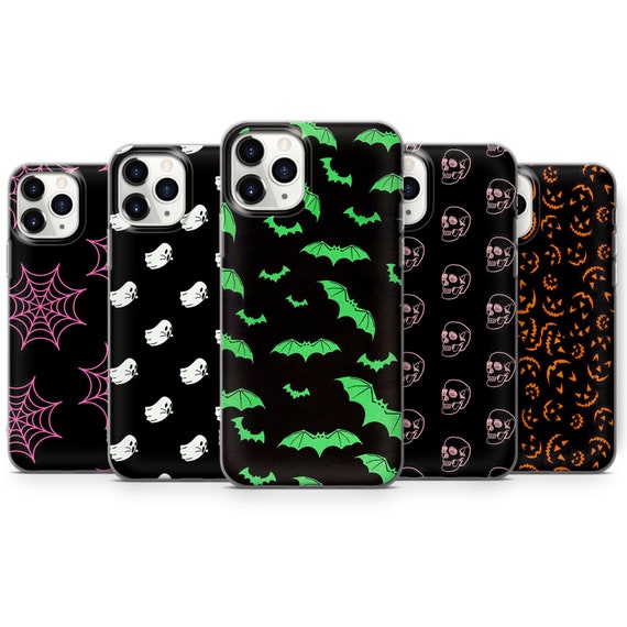 Custodia per iPhone 15 Pro Halloween teschio rosa stampa