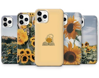 Sonnenblume Handytasche Blumenmädchen Floral Cover für iPhone 15 Pro, 14 Pro Max, 13, 12 & Samsung S23 Ultra, S22, S21 FE, A14 Pixel 8 Pro, 7a, 6