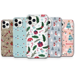 Cute Christmas Phone Case December Snow Cover for iPhone 15 Pro, 14 Pro Max, 13, 12 & Samsung S23 Ultra, S22, S21 FE, A14 Pixel 8 Pro, 7a, 6