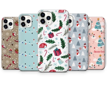 Cute Christmas Phone Case December Snow Cover for iPhone 15 Pro, 14 Pro Max, 13, 12 & Samsung S23 Ultra, S22, S21 FE, A14 Pixel 8 Pro, 7a, 6