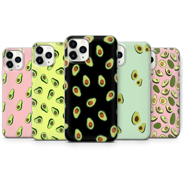 Cute Avocado Pattern Phone Case Vegan Cover for iPhone 15 Pro, 14 Pro Max, 13, 12 & Samsung S23 Ultra, S22, S21 FE, A14, Pixel 8 Pro, 7a, 6