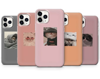 Cat In Hoody Phone Case Tumblr Cats Cover for iPhone 7, 8+, XS, 12 Pro, 13 Pro Max & Samsung S21 Ultra, S20, A40, A50, A51 Huawei P30 Pro R1