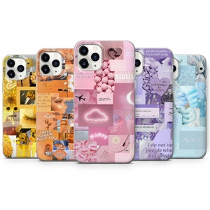 Abstract Collage Phone Case Cute Pattern Cover for iPhone 15 Pro, 14 Pro Max, 13, 12 & Samsung S23 Ultra, S22, S21 FE, A14 Pixel 8 Pro, 7, 6