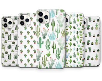 Cute Cactus Pattern Phone Case Green Plant Cover for iPhone 15 Pro, 14 Pro Max, 13, 12 & Samsung S23 Ultra, S22, S21, A14, Pixel 8 Pro, 7, 6