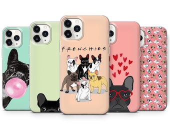 Cute French Bulldog Phone Case Frenchies Cover for iPhone 15 Pro, 14 Pro Max, 13, 12 & Samsung S23 Ultra, S22, S21 FE, A14 Pixel 8 Pro, 7, 6