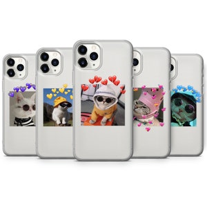 Funny Cat Phone Case Cute Cat Heart Meme Cover for iPhone 15 Pro, 14 Pro Max, 13, 12 & Samsung S23 Ultra, S22, S21 FE, A14 Pixel 8 Pro, 7, 6