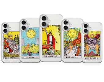 Tarot Card Phone Case Astrology Sun Moon Lover Cover for iPhone 15 Pro, 14 Pro Max, 13, 12 & Samsung S23 Ultra, S22, S21, A54, Pixel 7a, 6